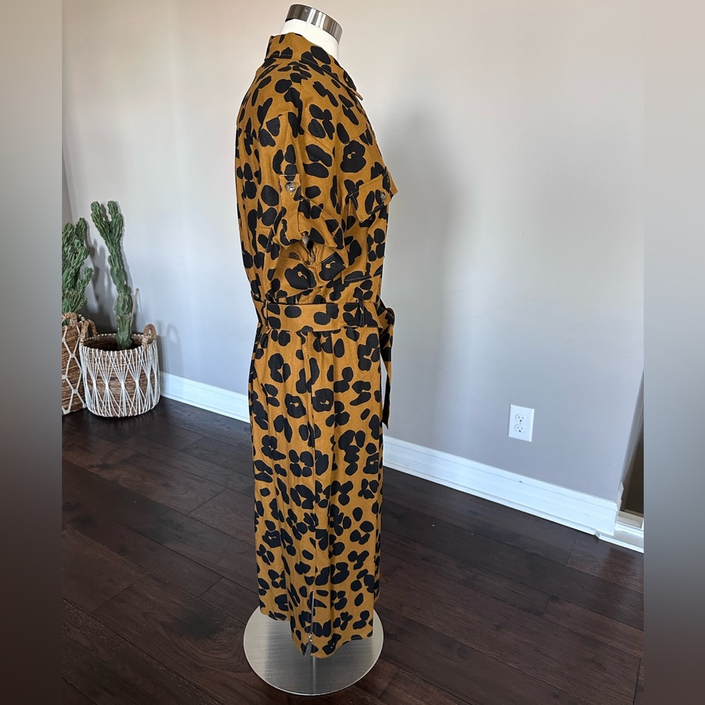 Who What Wear x Target π― Shirt Dress Linen Blend Button-Up Leopard Cheetah XL - Picture 6 of 12
